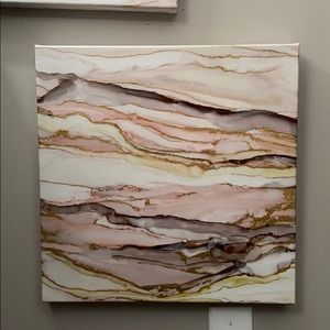 Pink & Gold Abstract 2 Piece Wall Art